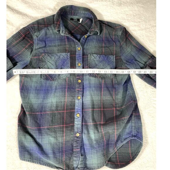 BDG Plaid Flannel Button Up Shirt Blue XS - Picture 3 of 5